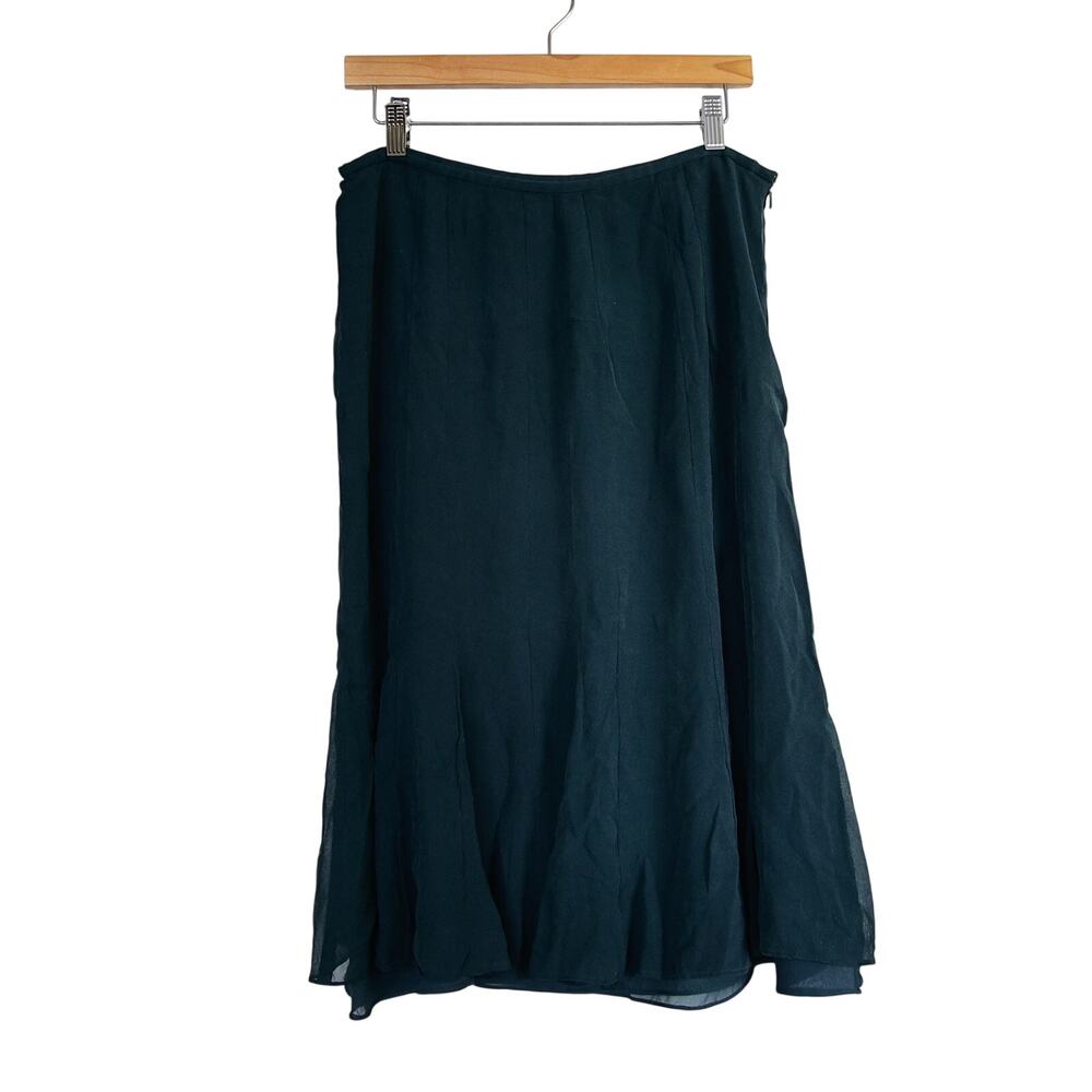 Jones New York Green SILK Midi skirt size 10